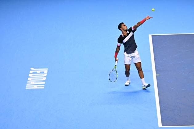 Tennis, Next Gen ATP Finals in Dschidda NextGen ATP, Tennis Herren Finals - Jeddah Arthur Fils (FRA) during his thirdround match at the 2023 NextGen ATP Finals in Jeddah, Saudi Arabia, on November 30, 2023. Photo by Corinne Dubreuil ABACAPRESS.COM Jeddah Saudi Arabia  Copyright: xDubreuilxCorinne ABACAx