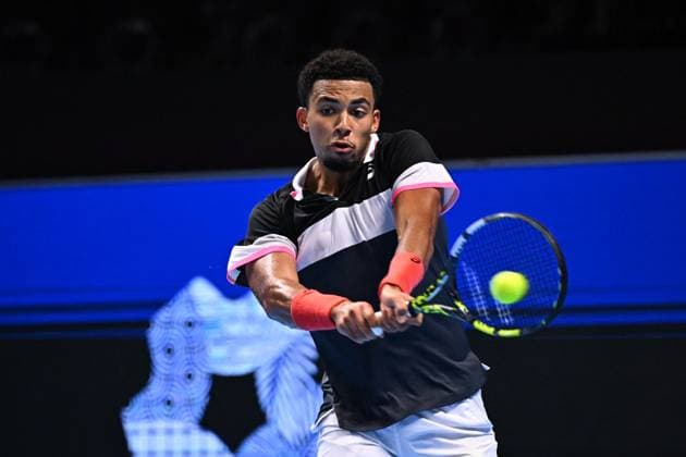 Tennis, Next Gen ATP Finals in Dschidda NextGen ATP, Tennis Herren Finals - Jeddah Arthur Fils (FRA) during his thirdround match at the 2023 NextGen ATP Finals in Jeddah, Saudi Arabia, on November 30, 2023. Photo by Corinne Dubreuil ABACAPRESS.COM Jeddah Saudi Arabia  Copyright: xDubreuilxCorinne ABACAx