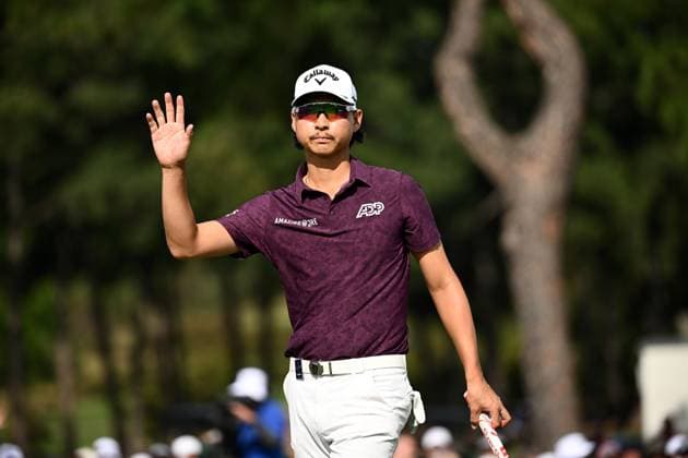 GOLF AUSTRALIAN OPEN, Min Woo Lee of Australia gestures after finishing his round during Round 2 of the Australian Open 2023 at the Australian Golf Club in Sydney, Friday, December 1, 2023. ( NO ARCHIVING, EDITORIAL USE ONLY, NO USE IN BOOKS WITHOUT CONSENT SYDNEY NEW SOUTH WALES AUSTRALIA  Copyright: xDANxHIMBRECHTSx 20231201001872264274