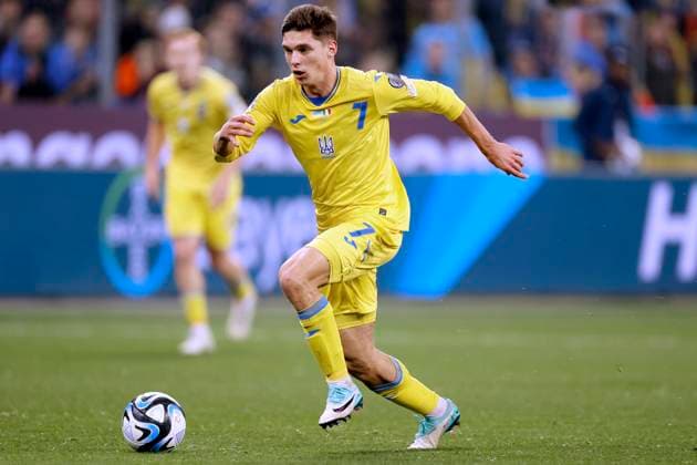 SUDAKOV Georgly Team Ukraine UEFA Fussball EURO2024 Qualifikation Spiel Ukraine - Italien 0 : 0 am 20.11.2023 in Leverkusen DFL REGULATIONS PROHIBIT ANY USE OF PHOTOGRAPHS as IMAGE SEQUENCES and or QUASI-VIDEO Copyright: xLacixPerenyix