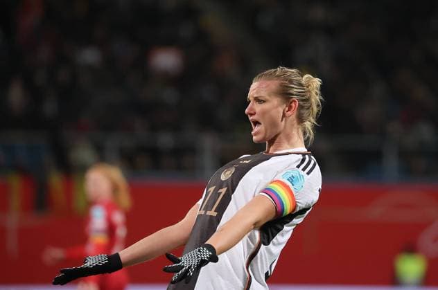 Alexandra Popp (GER) Fussball, Saison 2023 2024, DFB, Nationalmannschaft, Frauen, UEFA Women s Nations League, Ostsee Stadion Rostock, Deutschland (GER) gegen Daenemark (DK), 3-0