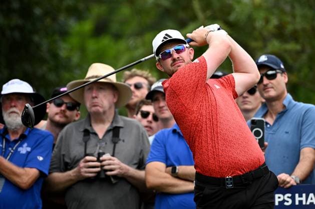 GOLF AUSTRALIAN OPEN, Connor Syme of Scotland plays a shot from the 4th tee during Round 3 of the Australian Open 2023 at the Australian Golf Club in Sydney, Saturday, December 2, 2023. ( NO ARCHIVING, EDITORIAL USE ONLY, NO USE IN BOOKS WITHOUT CONSENT SYDNEY NEW SOUTH WALES AUSTRALIA  Copyright: xDANxHIMBRECHTSx 20231202001872581241