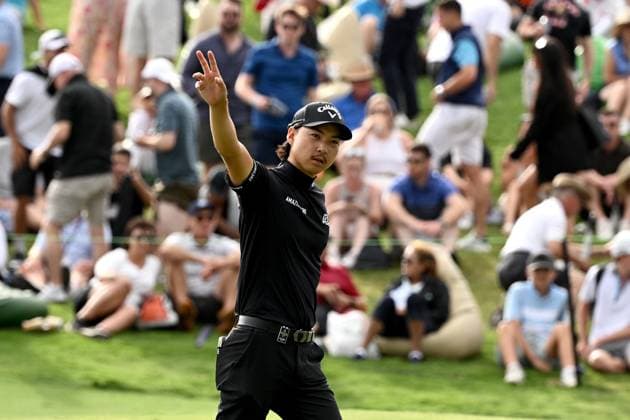 GOLF AUSTRALIAN OPEN, Min Woo Lee of Australia gestures to the gallery after finishing Round 3 of the Australian Open 2023 at the Australian Golf Club in Sydney, Saturday, December 2, 2023. ( NO ARCHIVING, EDITORIAL USE ONLY, NO USE IN BOOKS WITHOUT CONSENT SYDNEY NEW SOUTH WALES AUSTRALIA  Copyright: xDANxHIMBRECHTSx 20231202001872609105