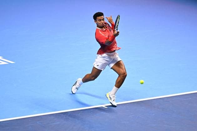NextGen ATP, Tennis Herren Finals - Jeddah Arthur Fils (FRA) during his semi final match at the Next Gen ATP Finals in Jeddah, Saudi Arabia, on December 1, 2023. Photo by Corinne Dubreuil ABACAPRESS.COM Jeddah Saudi Arabia  Copyright: xDubreuilxCorinne ABACAx