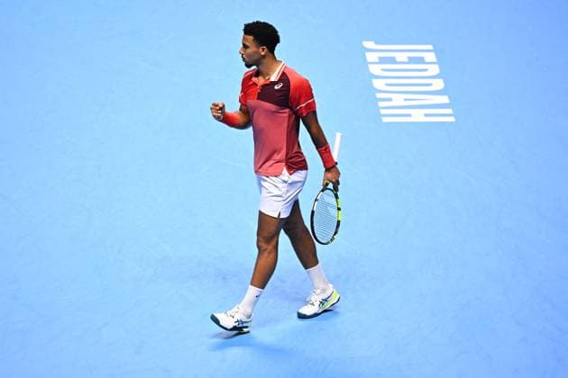 NextGen ATP, Tennis Herren Finals - Jeddah Arthur Fils (FRA) during his semi final match at the Next Gen ATP Finals in Jeddah, Saudi Arabia, on December 1, 2023. Photo by Corinne Dubreuil ABACAPRESS.COM Jeddah Saudi Arabia  Copyright: xDubreuilxCorinne ABACAx