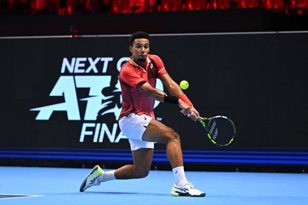 NextGen ATP, Tennis Herren Finals - Jeddah Arthur Fils (FRA) during his semi final match at the Next Gen ATP Finals in Jeddah, Saudi Arabia, on December 1, 2023. Photo by Corinne Dubreuil ABACAPRESS.COM Jeddah Saudi Arabia  Copyright: xDubreuilxCorinne ABACAx