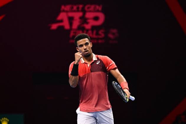 NextGen ATP, Tennis Herren Finals - Jeddah Arthur Fils (FRA) during his semi final match at the Next Gen ATP Finals in Jeddah, Saudi Arabia, on December 1, 2023. Photo by Corinne Dubreuil ABACAPRESS.COM Jeddah Saudi Arabia  Copyright: xDubreuilxCorinne ABACAx