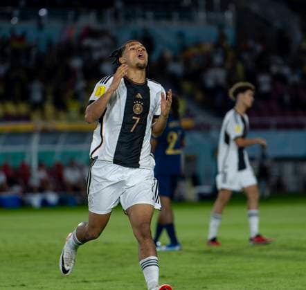 02.12.2023, Fussball U-17-Weltmeisterschaft 2023, Finale: Deutschland - Frankreich, im Manahan Stadium (Surakarta). Paris Brunner (Deutschland)