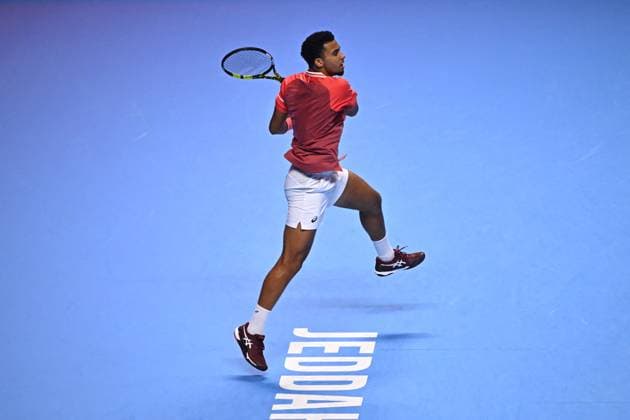 Medjedovic Wins Next Gen ATP, Tennis Herren Finals - Jeddah Arthur Fils (FRA) during the final at the 2023 Next Gen ATP Finals in Jeddah, SAUDI ARABIA, on December 2, 2023. Photo by Corinne Dubreuil ABACAPRESS.COM Jeddah Saudi Arabia  Copyright: xDubreuilxCorinne ABACAx