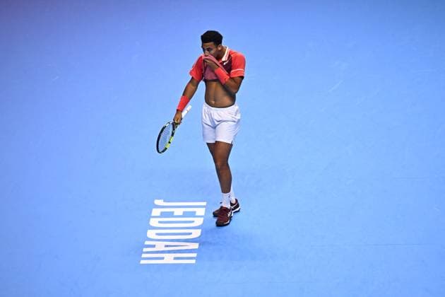 Medjedovic Wins Next Gen ATP, Tennis Herren Finals - Jeddah Arthur Fils (FRA) during the final at the 2023 Next Gen ATP Finals in Jeddah, SAUDI ARABIA, on December 2, 2023. Photo by Corinne Dubreuil ABACAPRESS.COM Jeddah Saudi Arabia  Copyright: xDubreuilxCorinne ABACAx