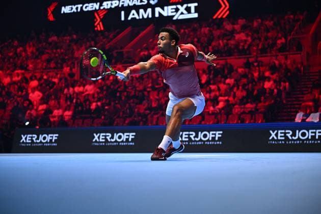 Medjedovic Wins Next Gen ATP, Tennis Herren Finals - Jeddah Arthur Fils (FRA) during the final at the 2023 Next Gen ATP Finals in Jeddah, SAUDI ARABIA, on December 2, 2023. Photo by Corinne Dubreuil ABACAPRESS.COM Jeddah Saudi Arabia  Copyright: xDubreuilxCorinne ABACAx