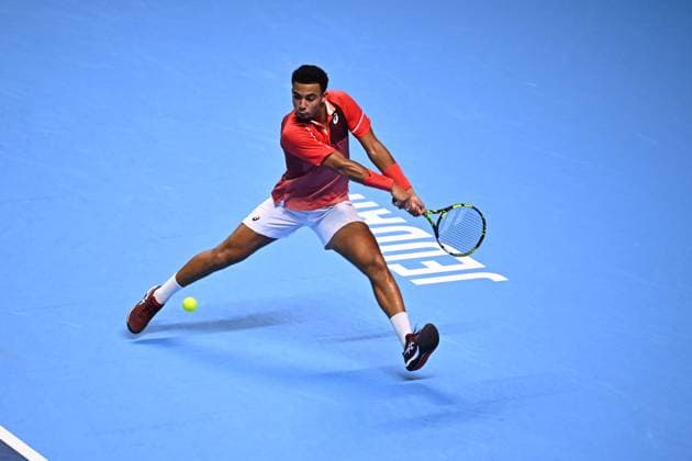 Medjedovic Wins Next Gen ATP, Tennis Herren Finals - Jeddah Arthur Fils (FRA) during the final at the 2023 Next Gen ATP Finals in Jeddah, SAUDI ARABIA, on December 2, 2023. Photo by Corinne Dubreuil ABACAPRESS.COM Jeddah Saudi Arabia  Copyright: xDubreuilxCorinne ABACAx
