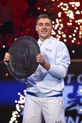 Medjedovic Wins Next Gen ATP, Tennis Herren Finals - Jeddah Hamad Medjedovic (SER) during the final at the 2023 Next Gen ATP Finals in Jeddah, SAUDI ARABIA, on December 2, 2023. Photo by Corinne Dubreuil ABACAPRESS.COM Jeddah Saudi Arabia  Copyright: xDubreuilxCorinne ABACAx
