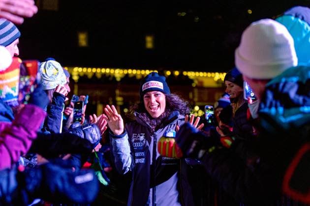 ALPINE SKIING - FIS WC Mont-Tremblant MONT-TREMBLANT,CANADA,02.DEC.23 - ALPINE SKIING - FIS World Cup, giant slalom, ladies, award ceremony. Image shows Federica Brignone (ITA).  GEPAxpictures xMaticxKlansek