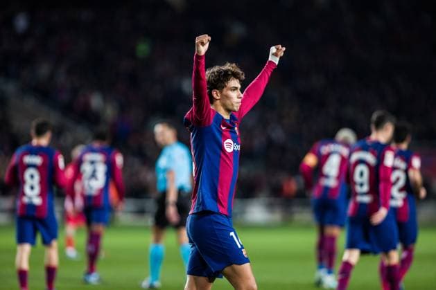 Sport Themen der Woche KW48 Sport Bilder des Tages December 3, 2023, Barcelona, Barcelona, Spain: Joao Felix of FC Barcelona, Barca celebrates a goal during the Spanish league, La Liga EA Sports, football match played between FC Barcelona and Atletico de Madrid at Estadi Olimpic de Montjuic on December 03, 2023 in Barcelona, Spain. Barcelona Spain - ZUMAa181 20231203_zaa_a181_103 Copyright: xJavierxBorregox