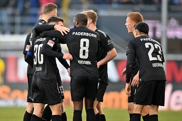 Paderborn, Home Deluxe Arena, 03.12.23, GER, Herren, 2.Bundesliga, Saison 2023-2024, SC Paderborn 07 - Hannover 96 Bild: Jubel nach dem Tor zum 1:0 durch Florent MUSLIJA (Paderborn) Only for editorial use! DFL regulations prohibit any use of photographs as image sequences and or quasi-video. NRW Deutschland