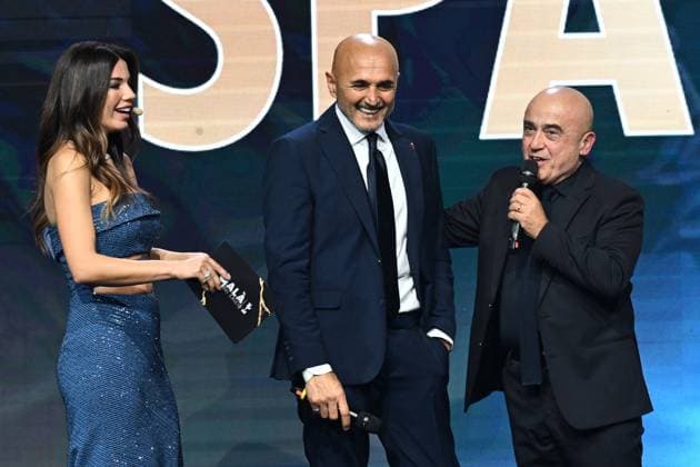 Db Milano 04 12 2023 - Gran Gala del Calcio Aic 2023 foto Daniele Buffa Image nella foto: Luciano Spalletti-Federica Masolin-Paolo Cevoli 