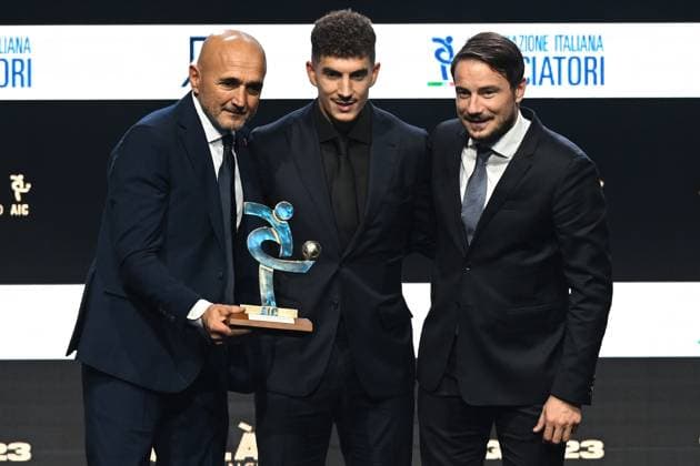 Db Milano 04 12 2023 - Gran Gala del Calcio Aic 2023 foto Daniele Buffa Image nella foto: Luciano Spalletti-Giovanni Di Lorenzo-Matteo Brighi 