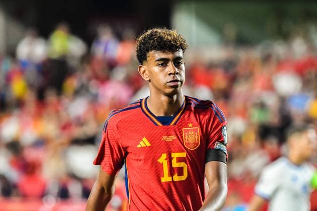 ESP: Spain national team, Nationalteam v Cyprus National Team - FIFA Qualifier GRANADA, SPAIN - SEPTEMBER 12: Lamine Yamal of Spain reacts during the match between Spain National Team and Cyprus Football Federation of FIFA European Qualifier on September 12, 2023 at Nuevo Los Carmenes in Granada, Spain. (Photo by Samuel Carreno PX Images) Granada Granada Granada Granada Copyright: xSamuelxCarrenox sam230912007_spa_v_cyp