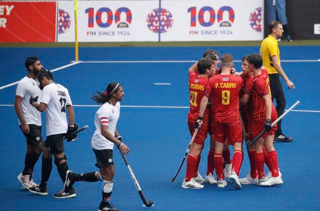 Spain Vs Canada of the FIH Hockey Men s Junior World Cup in Kuala Lumpur, Malaysia - 5 Dec, 2023 Team players of Spain celebrate after scoring during the FIH Hockey MenÕs Junior World Cup Malaysia 2023 match between Spain and Canada at Bukit Jalil National Hockey Stadium. Final score; Spain 7:0 Canada. Kuala Lumpur Malaysia Copyright: xWongxFokxLoyx xSOPAxImagesx 2023125_WJH_0679 copy
