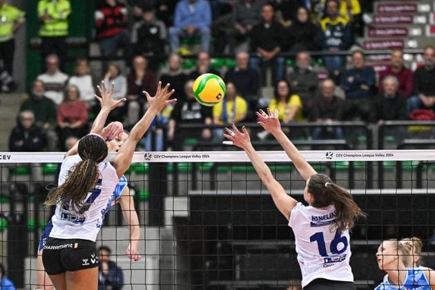 Spike of Isabelle Haak (Antonio Carraro Imoco Volley) during Antonio Carraro Imoco Conegliano vs Allianz MTV Stuttgart, CEV Champions League Women volleyball match in Treviso, Italy, December 05 2023  Copyright: xDuilioxDellaxLibera IPAxSportx x xx IPA_42037559 IPA_Agency_IPA42037559