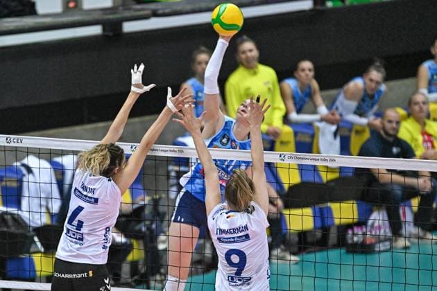 CEV Champions League Women volleyball match - Antonio Carraro Imoco Conegliano vs Allianz MTV Stuttgart Spike of Isabelle Haak (Antonio Carraro Imoco Volley) during Antonio Carraro Imoco Conegliano vs Allianz MTV Stuttgart, CEV Champions League Women volleyball match in Treviso, Italy, December 05 2023 Treviso Italy  Copyright: xIPAxSport ABACAx