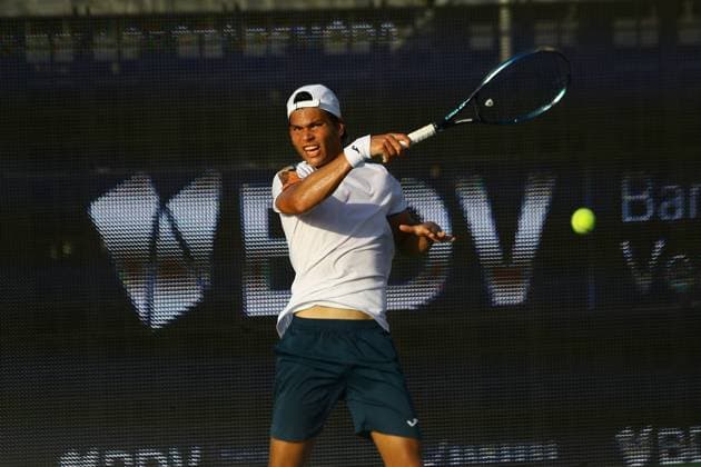 December 5, 2023, Puerto Cabello, Carabobo, Venezuela: December 05, 2023. Ignacio Parisca, From Venezula, during the match in the Dracula Open international tennis tournament in the city of Puerto Cabello, Venezuela. Photo: Puerto Cabello Venezuela - ZUMAhe3_ 0372156462st Copyright: xJuanxCarlosxHernandezx