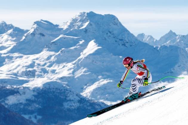 Sport Themen der Woche KW49 Sport Bilder des Tages ALPINE SKIING - FIS WC St. Moritz SANKT MORITZ,SWITZERLAND,07.DEC.23 - ALPINE SKIING - FIS World Cup, downhill, training, ladies. Image shows Katrin Hirtl-Stanggassinger (GER).  GEPAxpictures xMaticxKlansek