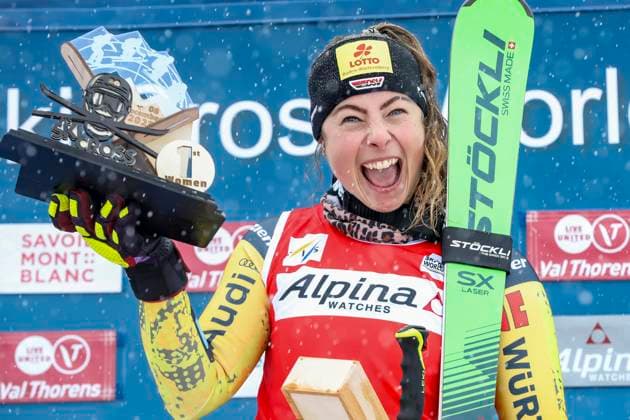Bilder des Jahres 2023, Sport 12 Dezember Sport Themen der Woche KW49 Sport Bilder des Tages FREESTYLE SKIING - FIS WC Val Thorens VAL THORENS,FRANCE,08.DEC.23 - FREESTYLE SKIING - FIS World Cup, Ski Cross, ladies. Image shows the rejoicing of Daniela Maier (GER).  GEPAxpictures xPatrickxSteiner