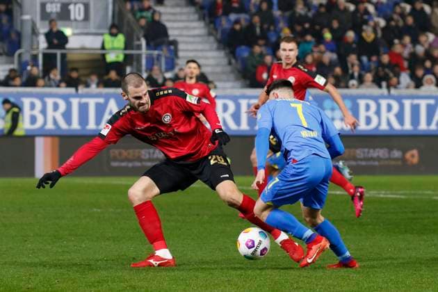 08.12.2023, xavx, Fussball 2.Bundesliga, SV Wehen Wiesbaden - Eintracht Braunschweig emspor, v.l. Aleksandar Vukotic (SV Wehen Wiesbaden), Maurice Multhaup (Eintracht Braunschweig) (DFL DFB REGULATIONS PROHIBIT ANY USE OF PHOTOGRAPHS as IMAGE SEQUENCES and or QUASI-VIDEO) Wiesbaden