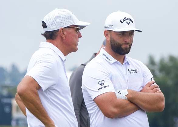 December 8, 2023, LOS ANGELES, California, USA: Jon Rahm joins LIV Golf. FILE PHOTO: Phil Mickelson and Jon Rahm during a practice round prior to the 123rd US Open Championship at The Los Angeles Country Club on Wednesday June 14, 2023 in Los Angeles, California. JAVIER ROJAS PI LOS ANGELES USA - ZUMAp124 20231208_zaa_p124_010 Copyright: xJavierxRojasx