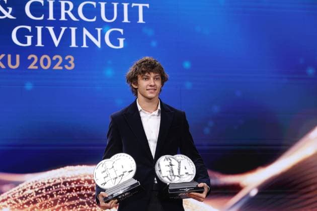 ANTONELLI Andreas Kimi, Formula Regional Middle East & FIA Europe by Alpine, portrait during the 2023 FIA Rally & Circuit Prize Giving Ceremony in Baky on December 9, 2023 at Baku Convention Center in Baku, Azerbaijan - FIA RALLY CIRCUIT PRIZE GIVING 2023 - BAKU DPPI Panoramic  GRL_8820