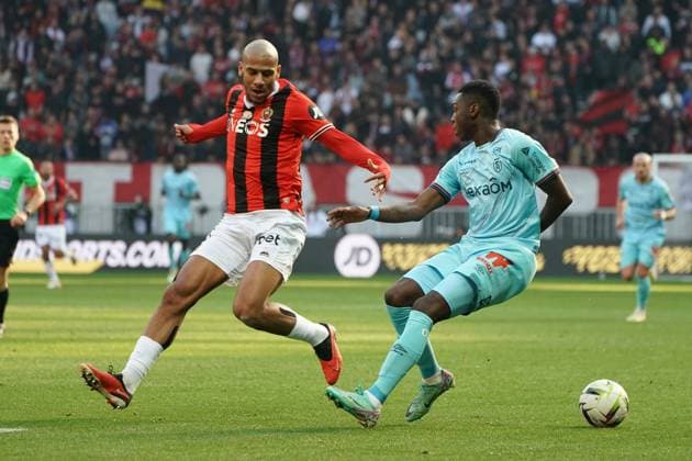 Jean Clair Todibo (OGC Nice) - Mohamed Daramy (Stade de Reims) FOOTBALL : OGC Nice vs Stade de Reims - Ligue 1 Uber Eats - Nice - 10 12 2023 NorbertScanella Panoramic 