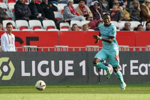 Mohamed Daramy (Stade de Reims) FOOTBALL : OGC Nice vs Stade de Reims - Ligue 1 Uber Eats - Nice - 10 12 2023 NorbertScanella Panoramic 