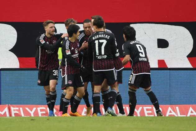 10.12.2023, Fussball, Herren, 2. Bundesliga, Saison 2023 2024, SV 07 Elversberg - 1. FC Nürnberg, Torjubel zum 0:1, Torschütze: Daichi Hayashi (1. FC Nürnberg) Elversberg Ursapharm-Arena an der Kaiserlinde Saarland Deutschland (DE)