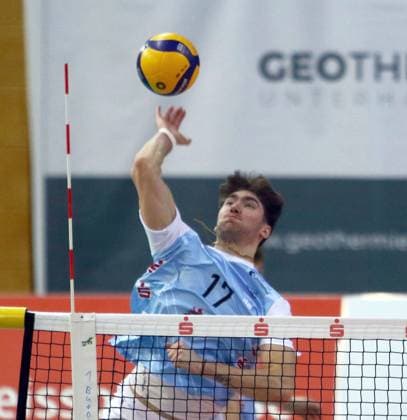 Jannes WIESNER (KWh), He Bundesliga 23 24, TSV Haching Muenchen vs Energiequelle Netzhoppers Koenigs Wusterhausen, Geothermie Arena Unterhaching, 10.12.23, Copyright: WolfgangxFehrmann