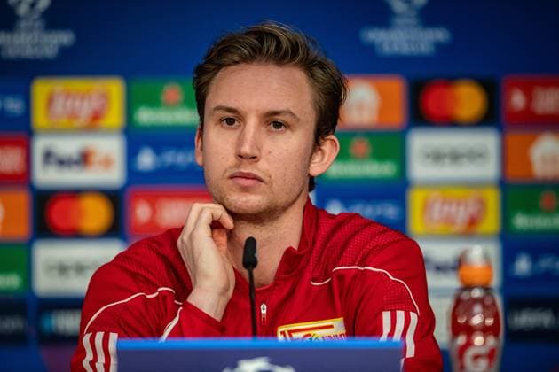 UEFA Champions League: Pressekonferenz und Training 1. FC Union Berlin. Berlin, 11.12.2023 Frederik Rönnow (1. FC Union Berlin, 1) UEFA Champions League: Pressekonferenz und Training 1. FC Union Berlin vor dem Spiel 1. FC Union Berlin vs Real Madrid, Olympiastadion, Berlin, 11.12.2023 Copyright: xBEAUTIFULxSPORTS LucianoxLimax