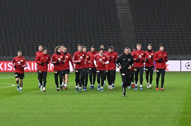 Fussball, Herren, Saison 2023 2024, UEFA Champions League (Gruppe C, 6. Spieltag), 1. FC Union Berlin - Real Madrid, Pressekonferenz Training von Union im Olympiastadion am Tag vor dem Spiel, im Bild: Übersicht, 11.12. 2023, Copyright: xMatthiasxKochx
