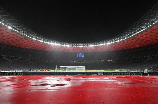 Fussball, Herren, Saison 2023 2024, UEFA Champions League (Gruppe C, 6. Spieltag), 1. FC Union Berlin - Real Madrid, Pressekonferenz Training von Union im Olympiastadion am Tag vor dem Spiel, im Bild: Übersicht, 11.12. 2023, Copyright: xMatthiasxKochx