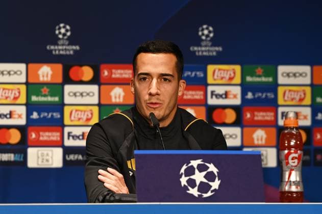 Fussball, Herren, Saison 2023 2024, UEFA Champions League (Gruppe C, 6. Spieltag), 1. FC Union Berlin - Real Madrid, Pressekonferenz Training von Real Madrid im Olympiastadion am Tag vor dem Spiel, im Bild: Lucas Vazquez (Real Madrid), 11.12. 2023, Copyright: xMatthiasxKochx
