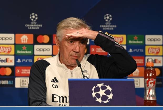 Fussball, Herren, Saison 2023 2024, UEFA Champions League (Gruppe C, 6. Spieltag), 1. FC Union Berlin - Real Madrid, Pressekonferenz Training von Real Madrid im Olympiastadion am Tag vor dem Spiel, im Bild: Trainer Carlo Ancelotti (Real Madrid), 11.12. 2023, Copyright: xMatthiasxKochx