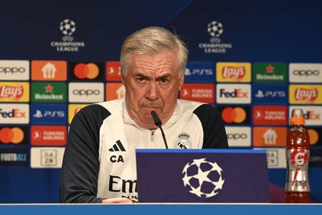 Fussball, Herren, Saison 2023 2024, UEFA Champions League (Gruppe C, 6. Spieltag), 1. FC Union Berlin - Real Madrid, Pressekonferenz Training von Real Madrid im Olympiastadion am Tag vor dem Spiel, im Bild: Trainer Carlo Ancelotti (Real Madrid), 11.12. 2023, Copyright: xMatthiasxKochx
