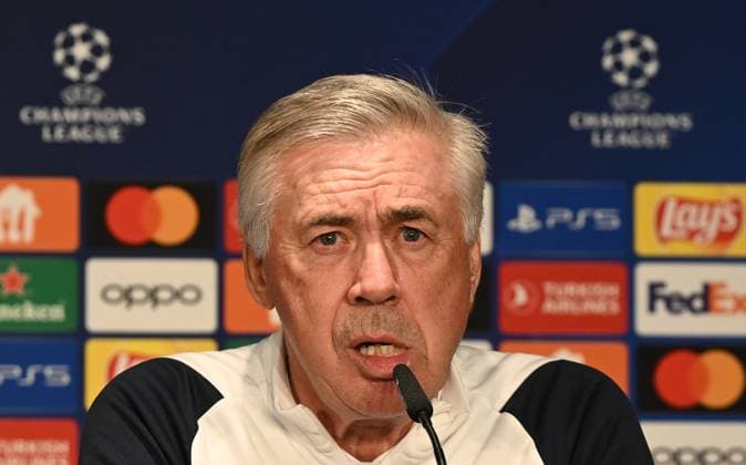 Fussball, Herren, Saison 2023 2024, UEFA Champions League (Gruppe C, 6. Spieltag), 1. FC Union Berlin - Real Madrid, Pressekonferenz Training von Real Madrid im Olympiastadion am Tag vor dem Spiel, im Bild: Trainer Carlo Ancelotti (Real Madrid), 11.12. 2023, Copyright: xMatthiasxKochx