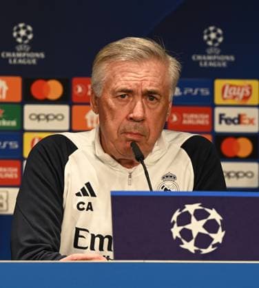 Fussball, Herren, Saison 2023 2024, UEFA Champions League (Gruppe C, 6. Spieltag), 1. FC Union Berlin - Real Madrid, Pressekonferenz Training von Real Madrid im Olympiastadion am Tag vor dem Spiel, im Bild: Trainer Carlo Ancelotti (Real Madrid), 11.12. 2023, Copyright: xMatthiasxKochx