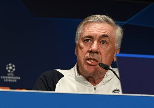 Fussball, Herren, Saison 2023 2024, UEFA Champions League (Gruppe C, 6. Spieltag), 1. FC Union Berlin - Real Madrid, Pressekonferenz Training von Real Madrid im Olympiastadion am Tag vor dem Spiel, im Bild: Trainer Carlo Ancelotti (Real Madrid), 11.12. 2023, Copyright: xMatthiasxKochx