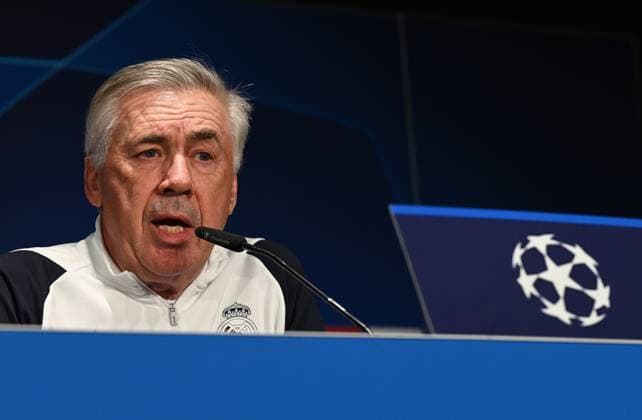 Fussball, Herren, Saison 2023 2024, UEFA Champions League (Gruppe C, 6. Spieltag), 1. FC Union Berlin - Real Madrid, Pressekonferenz Training von Real Madrid im Olympiastadion am Tag vor dem Spiel, im Bild: Trainer Carlo Ancelotti (Real Madrid), 11.12. 2023, Copyright: xMatthiasxKochx