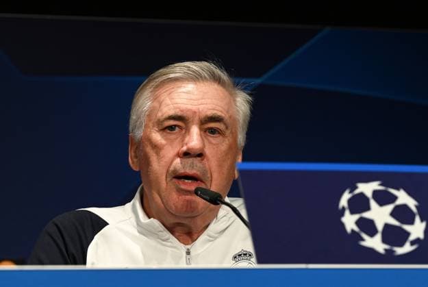 Fussball, Herren, Saison 2023 2024, UEFA Champions League (Gruppe C, 6. Spieltag), 1. FC Union Berlin - Real Madrid, Pressekonferenz Training von Real Madrid im Olympiastadion am Tag vor dem Spiel, im Bild: Trainer Carlo Ancelotti (Real Madrid), 11.12. 2023, Copyright: xMatthiasxKochx
