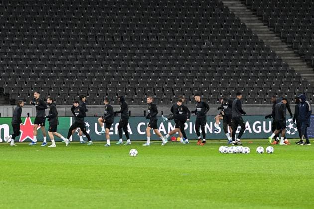 Fussball, Herren, Saison 2023 2024, UEFA Champions League (Gruppe C, 6. Spieltag), 1. FC Union Berlin - Real Madrid, Pressekonferenz Training von Real Madrid im Olympiastadion am Tag vor dem Spiel, im Bild: Übersicht, 11.12. 2023, Copyright: xMatthiasxKochx