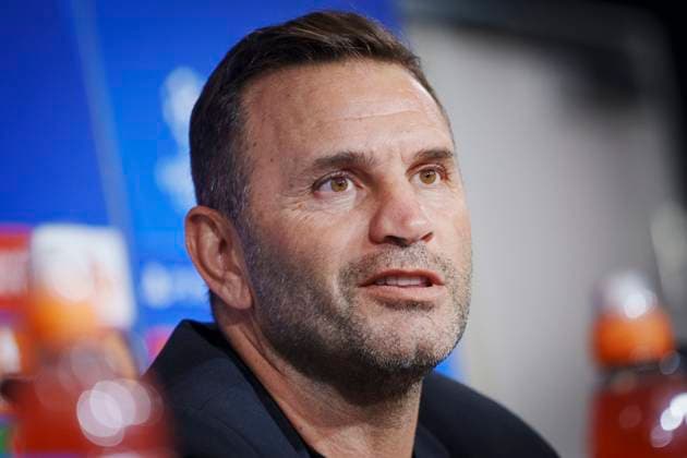 Galatasaray with head coach Okan Buruk give a press conference, PK, Pressekonferenz on Monday 11 December 2023 in Copenhagen. Galatasaray meets FC Copenhagen in the Champions League in the Park on Tuesday.. (Photo: Liselotte Sabroe Ritzau Scanpix) , Copenhagen Denmark