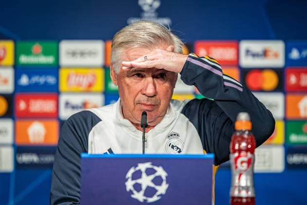 UEFA Champions League: Pressekonferenz und Training Real Madrid. Berlin, 11.12.2023 Carlo Ancelotti (Trainer Real Madrid) UEFA Champions League: Pressekonferenz und Training Real Madrid vor dem Spiel 1. FC Union Berlin vs Real Madrid, Olympiastadion, Berlin, 11.12.2023 Copyright: xBEAUTIFULxSPORTS LucianoxLimax